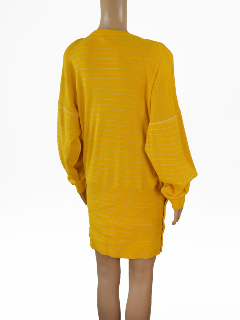 Vintage 80s Sonia Rykiel Paris Striped Knit Sweater Dress Yellow Tunic Archival - Picture 5 of 8